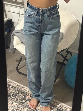 Light Blue Straight Leg Jeans